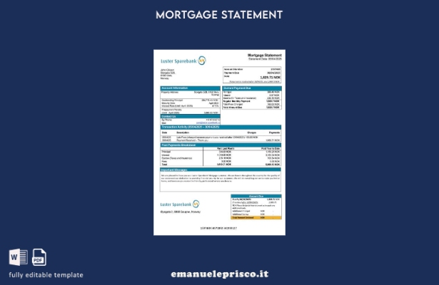 stile verificato Dichiarazione di mutuo Norvegia Lustre Sparebank Modello Word e